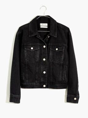 Madewell Cropped Black Denim Jacket Lunar Wash Boxy 90s XXS